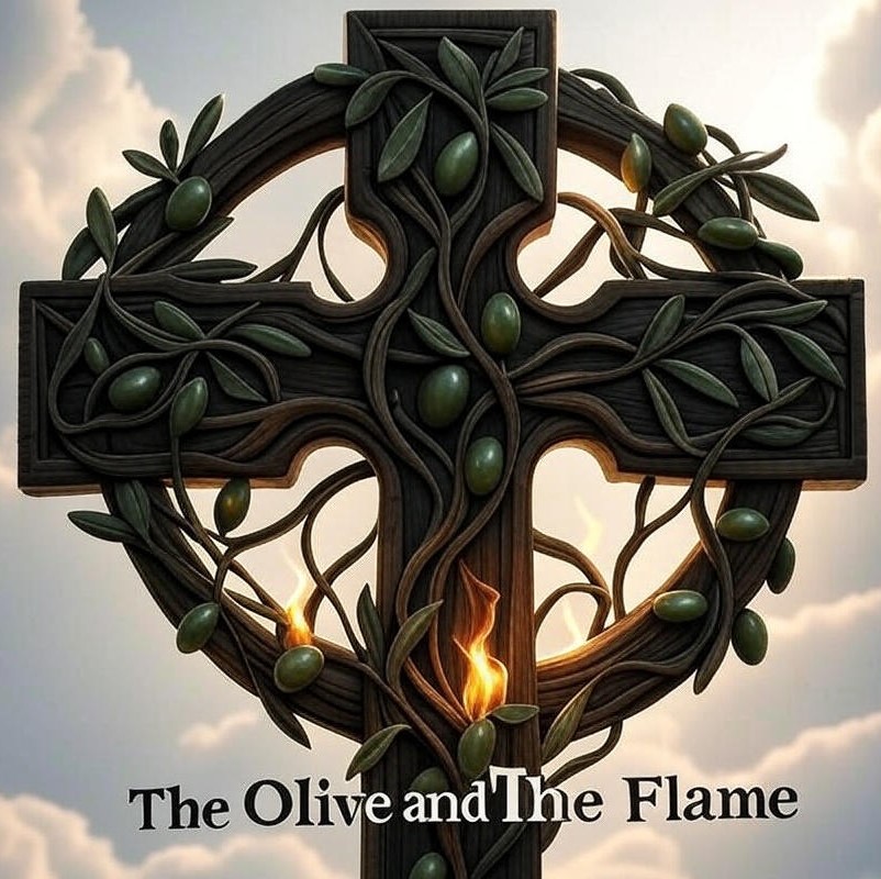 The Olive and The Flame Celtic cross logo